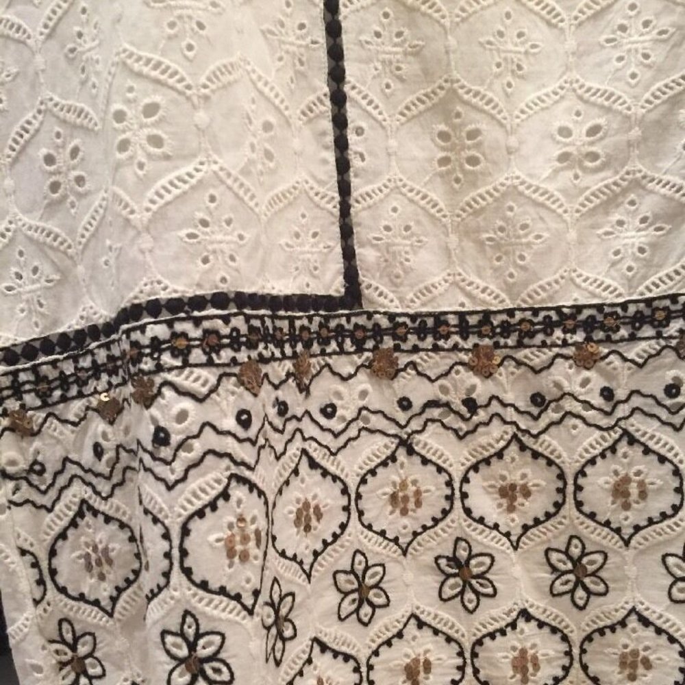 NEW Dress Eyelet Tassel Tunic Cold Shoulder NWOT Women's S - Picture 6 of 9